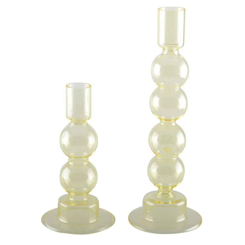 Gele glaskandelaars Set 2
