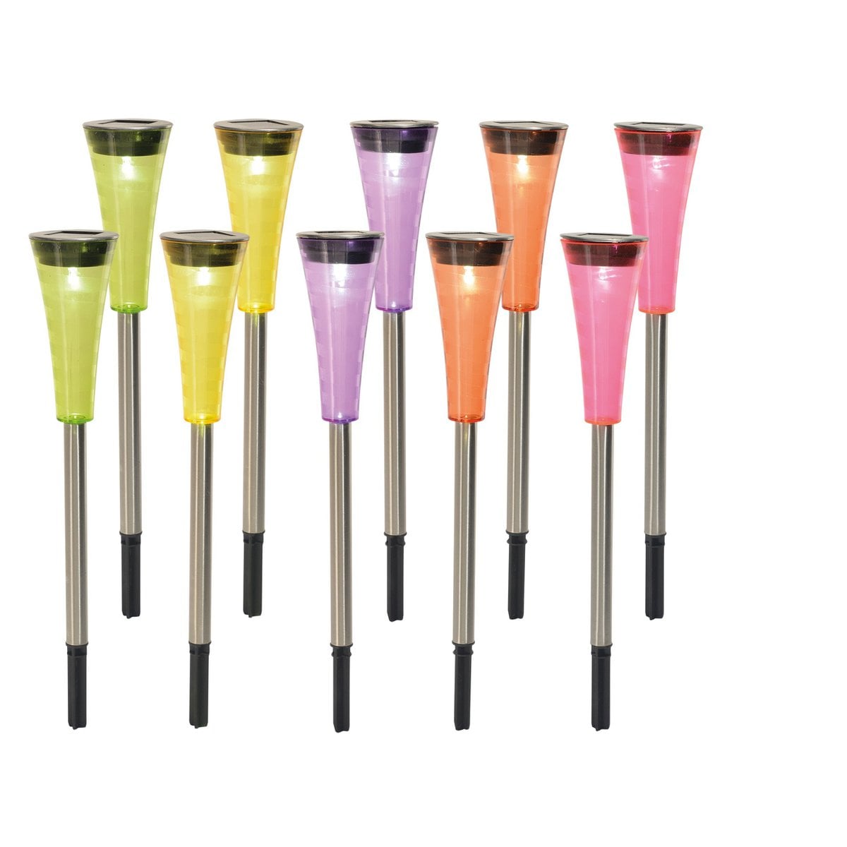 10-delige set LED Solar Tuinspiesen – Multicolor verlichting