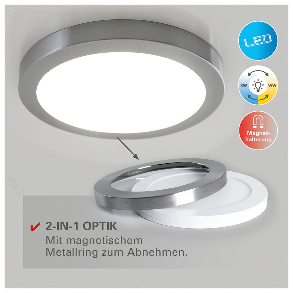 Näve Bonus LED Plafondlamp - Chroom/Wit 22,5cm