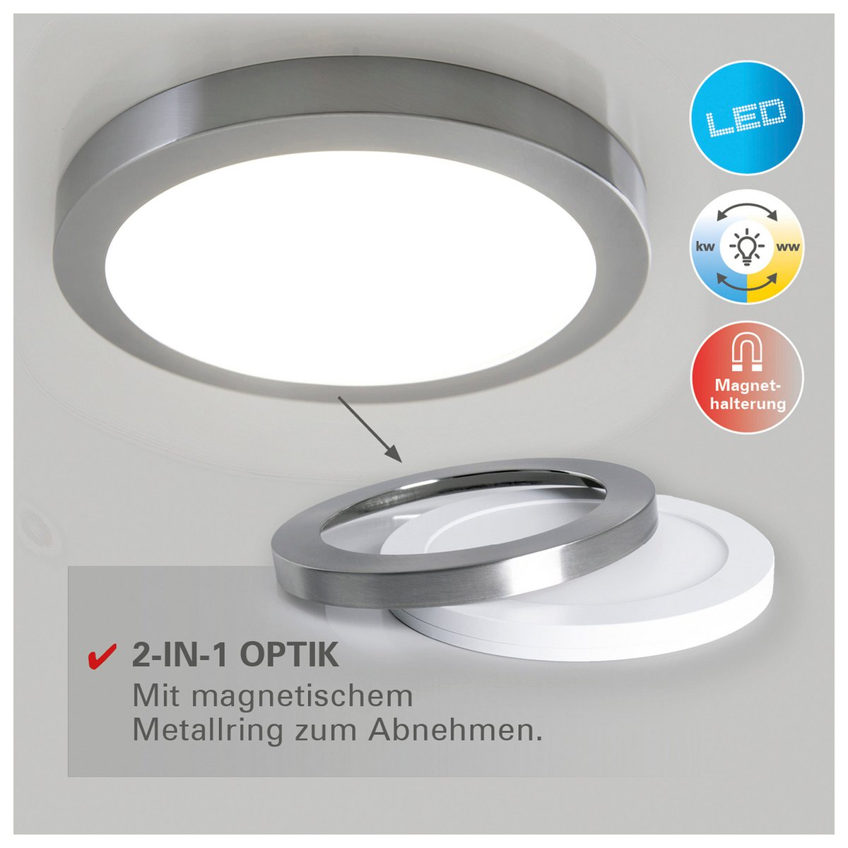 Näve Bonus LED Plafondlamp - Chroom/Wit 22,5cm