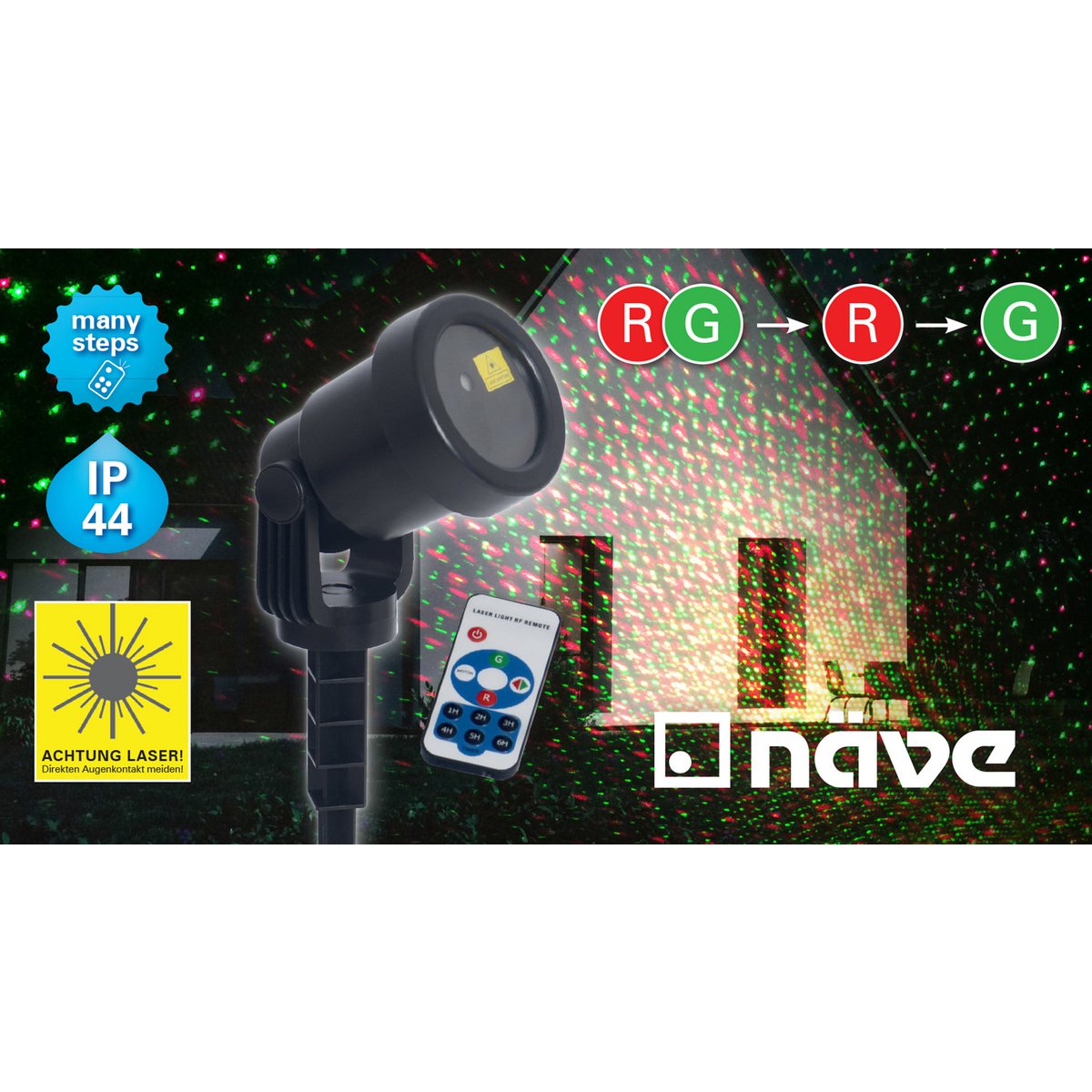 Näve Laser Tuinspies - Groen/Rood LED Projector