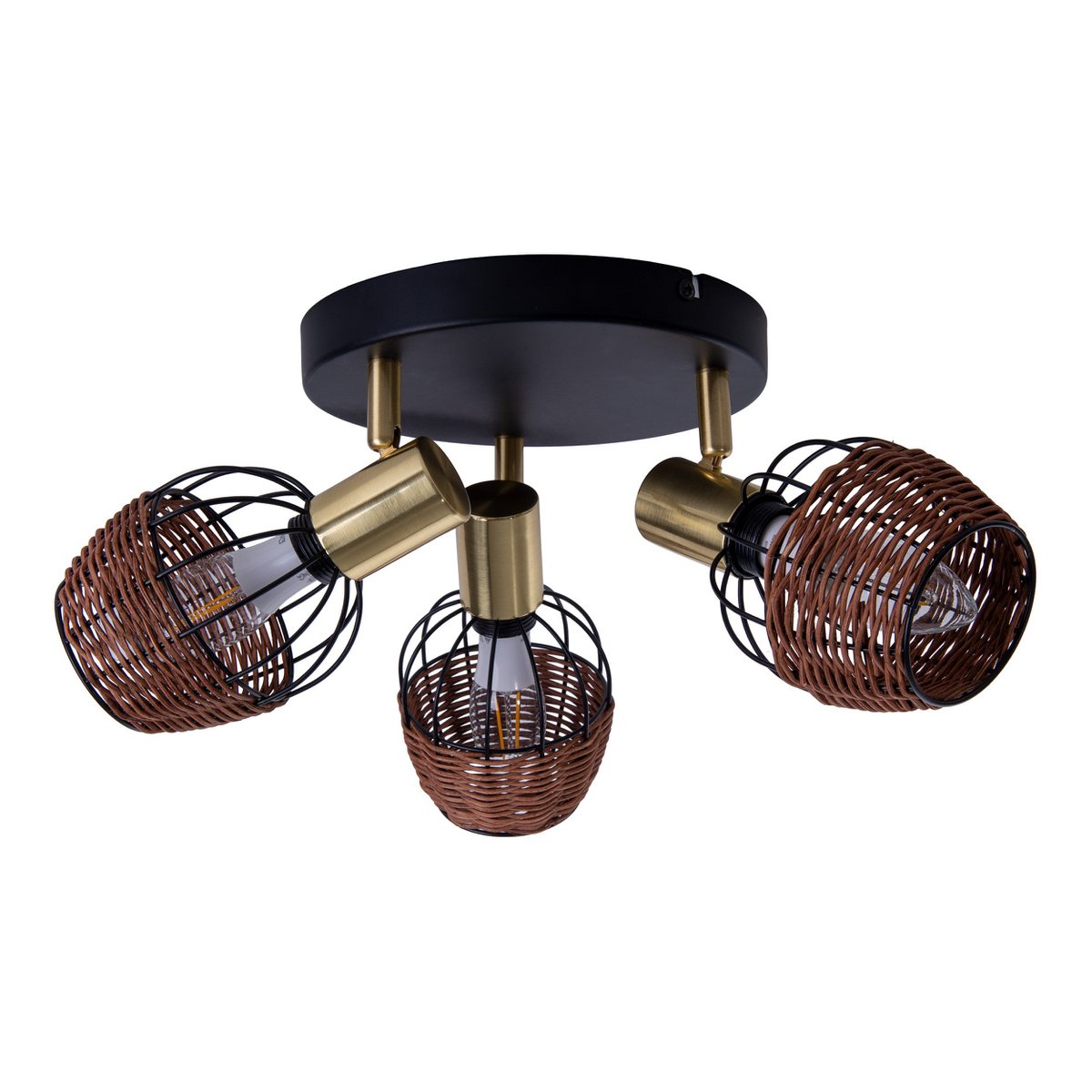 Näve Corbis Plafondlamp 3-vlam Zwart-Goud 38cm