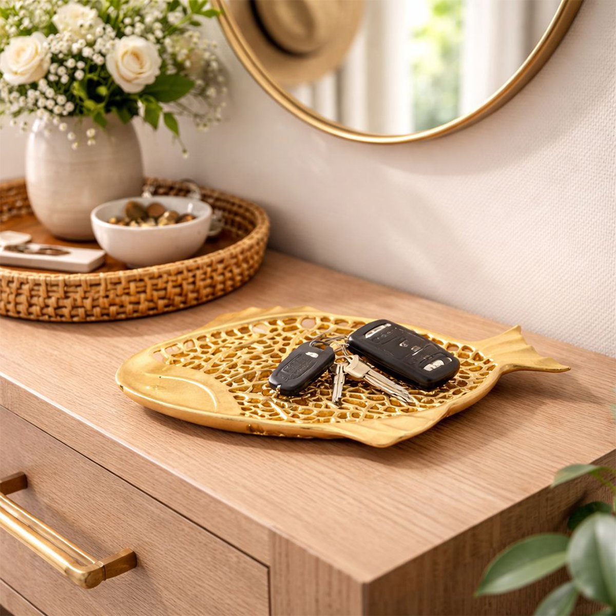 Decoratieve beker gouden vis 32x26x2cm