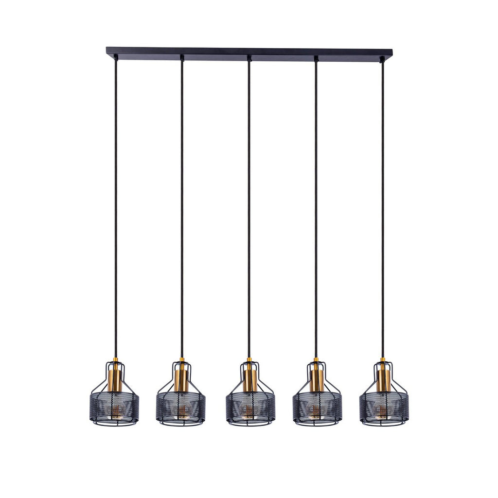 Näve Foro 5-Lichts Hanglamp - Zwart/Goud 96cm