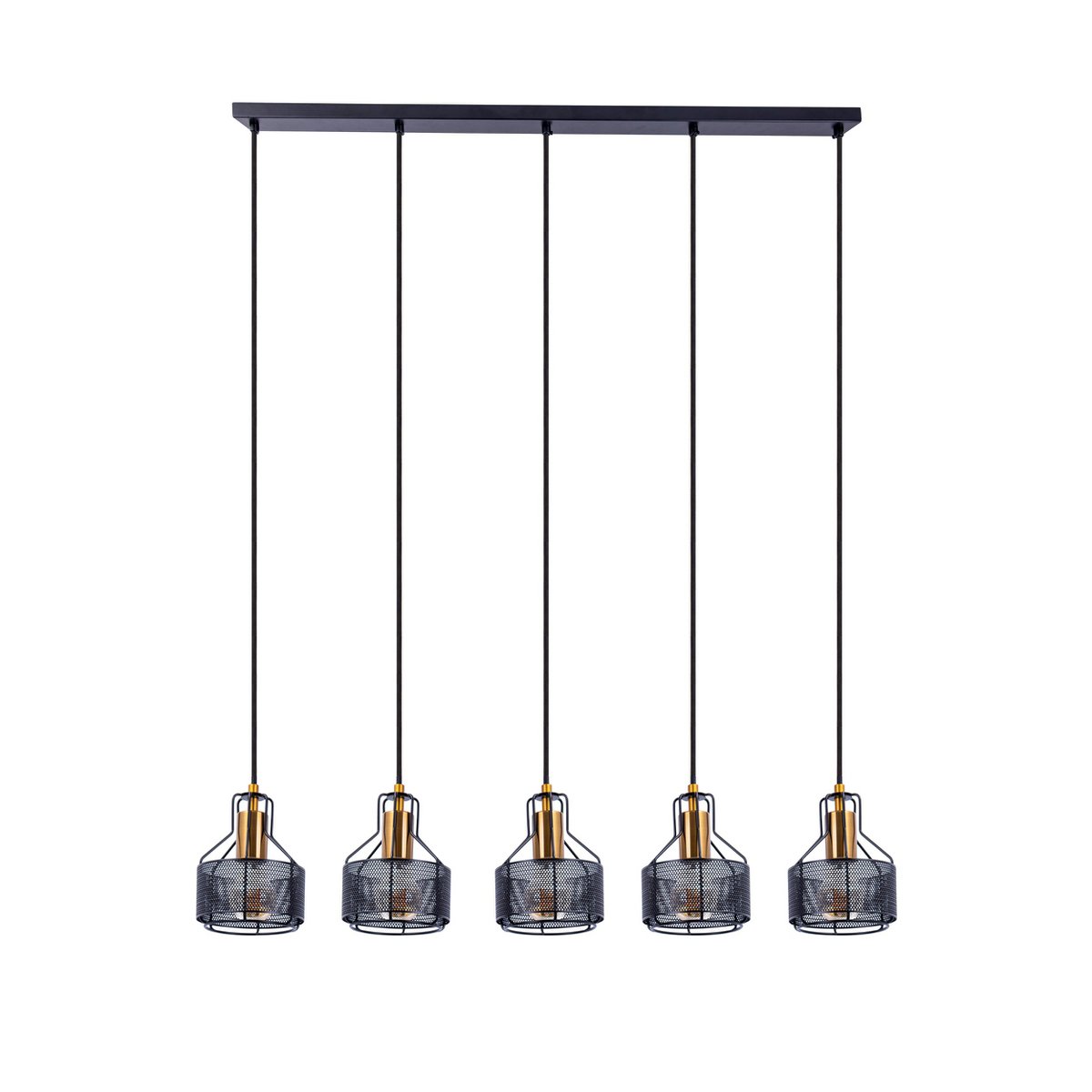 Näve Foro 5-Lichts Hanglamp - Zwart/Goud 96cm