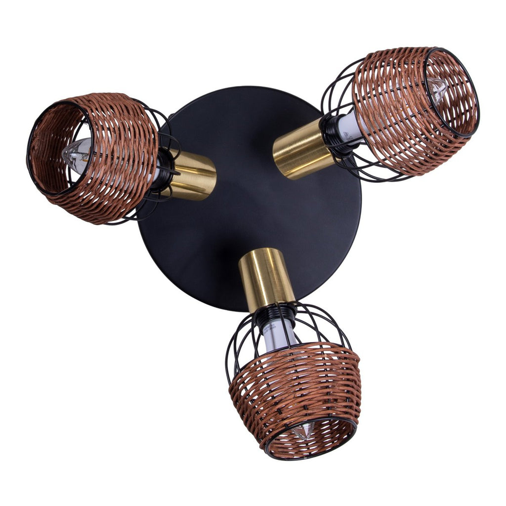 Näve Corbis Plafondlamp 3-vlam Zwart-Goud 38cm