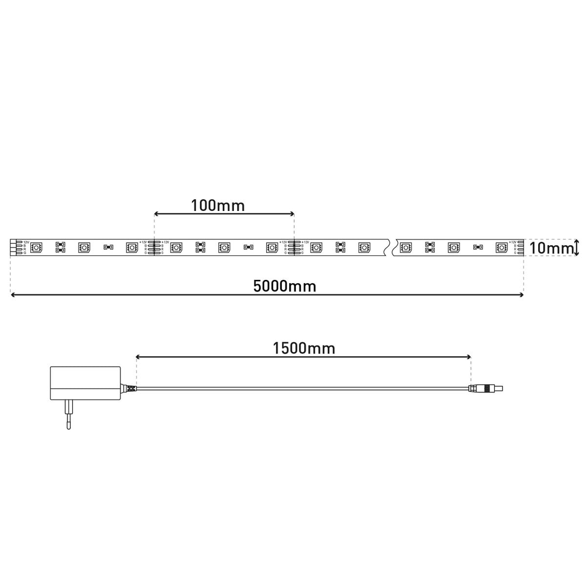 Näve LED-strep RGB Bluetooth 500cm