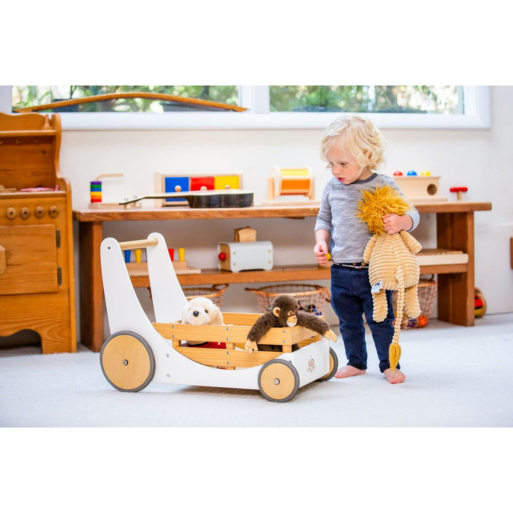 Kinderfeets 2-in-1 houten opbergkar & loopwagen - Wit