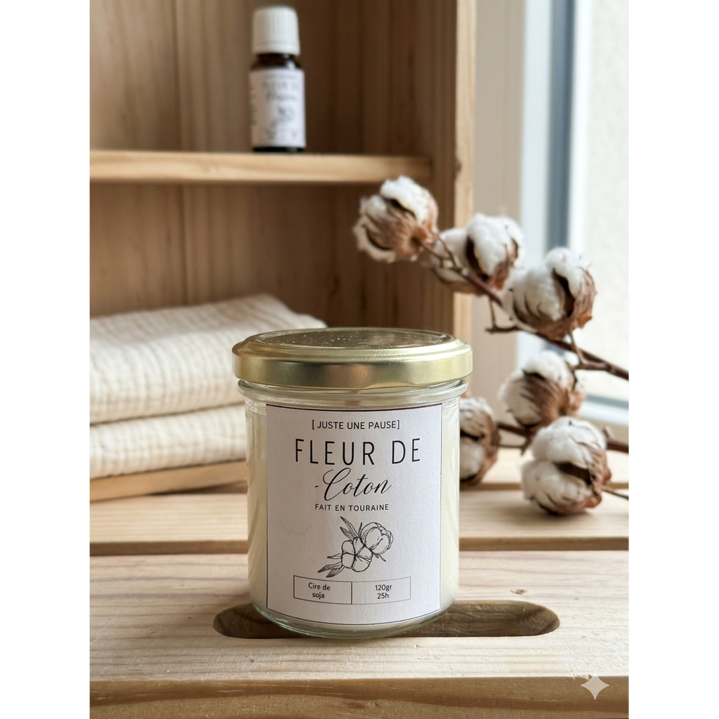 Juste une pause Gegoten Kaars - Fleur de Coton - Sojawas