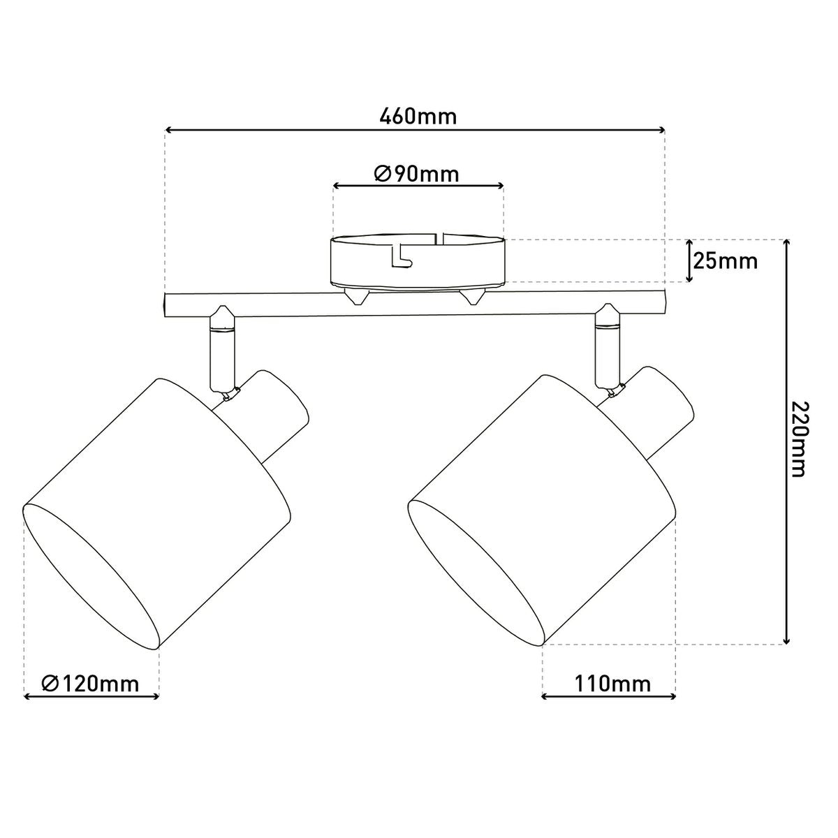 Näve Maron Muur- en Plafondlamp - Nikkel 46cm