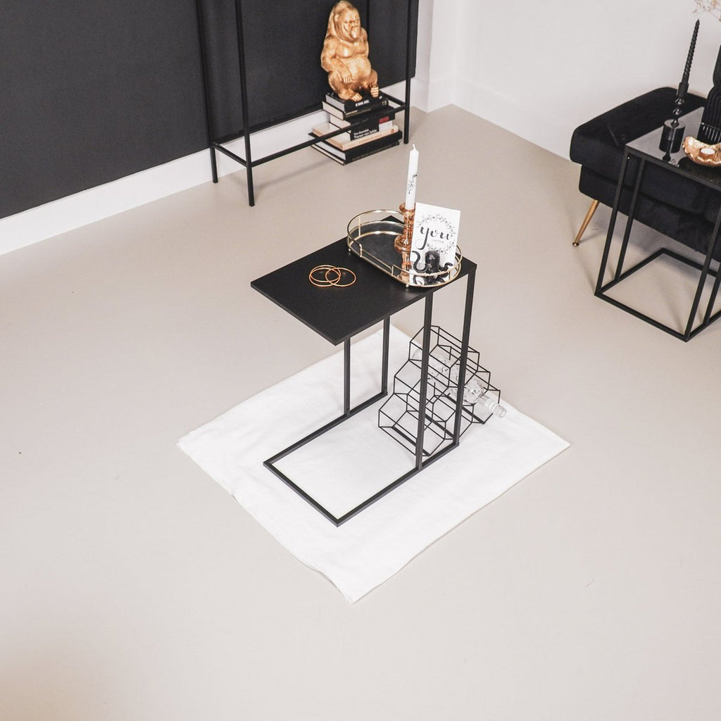 Metaal bijzettafel Zwart - 45x30x60cm