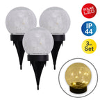 Näve Crackle Solar Tafellamp 3-Set Wit 12cm