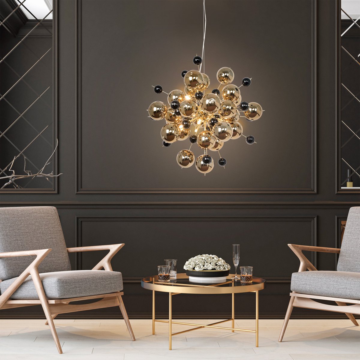 Näve Explosie Hanglamp - Goud 65cm