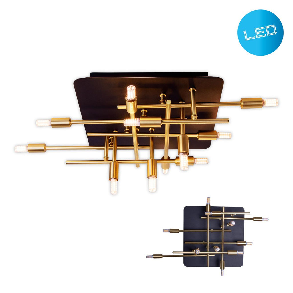 LED-plafondlamp Ancona - Zwart/Goud G9