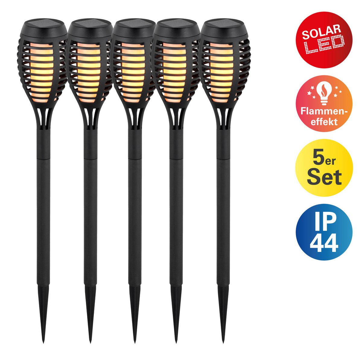 Näve Torch LED Tuinspies 45cm Grijs 5-delig Set
