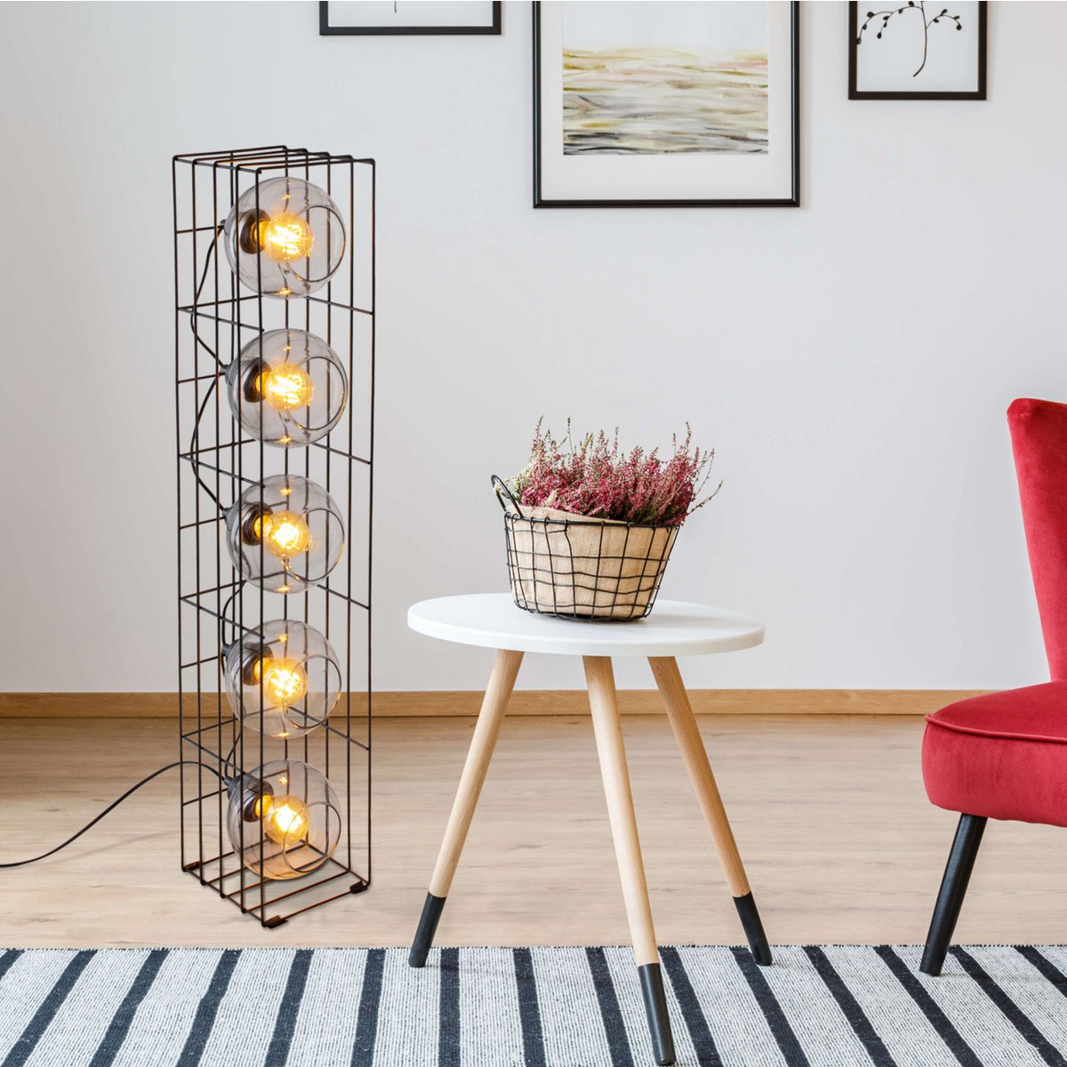 Näve Cesta Vloerlamp - Zwart Glas 95cm