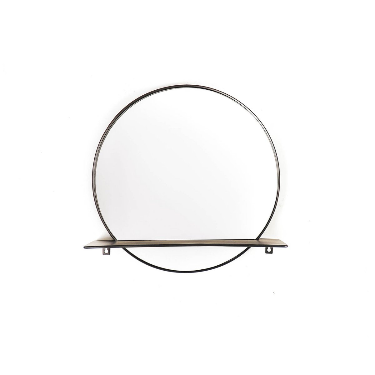 Spiegel - Rond - Metalen - Plank - Zwart - Ø40cm