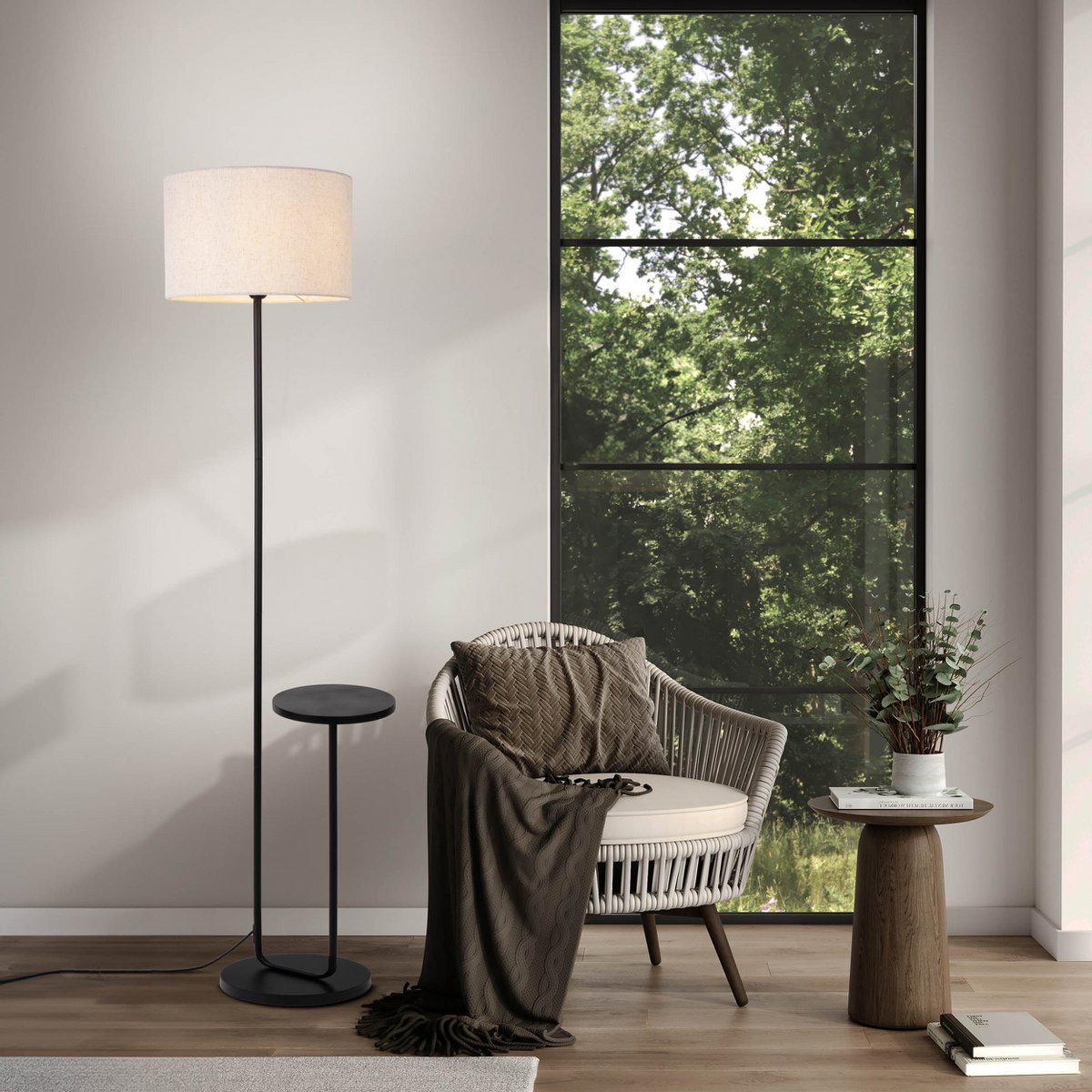 Näve Staande lamp met tafel - Zwart 157cm