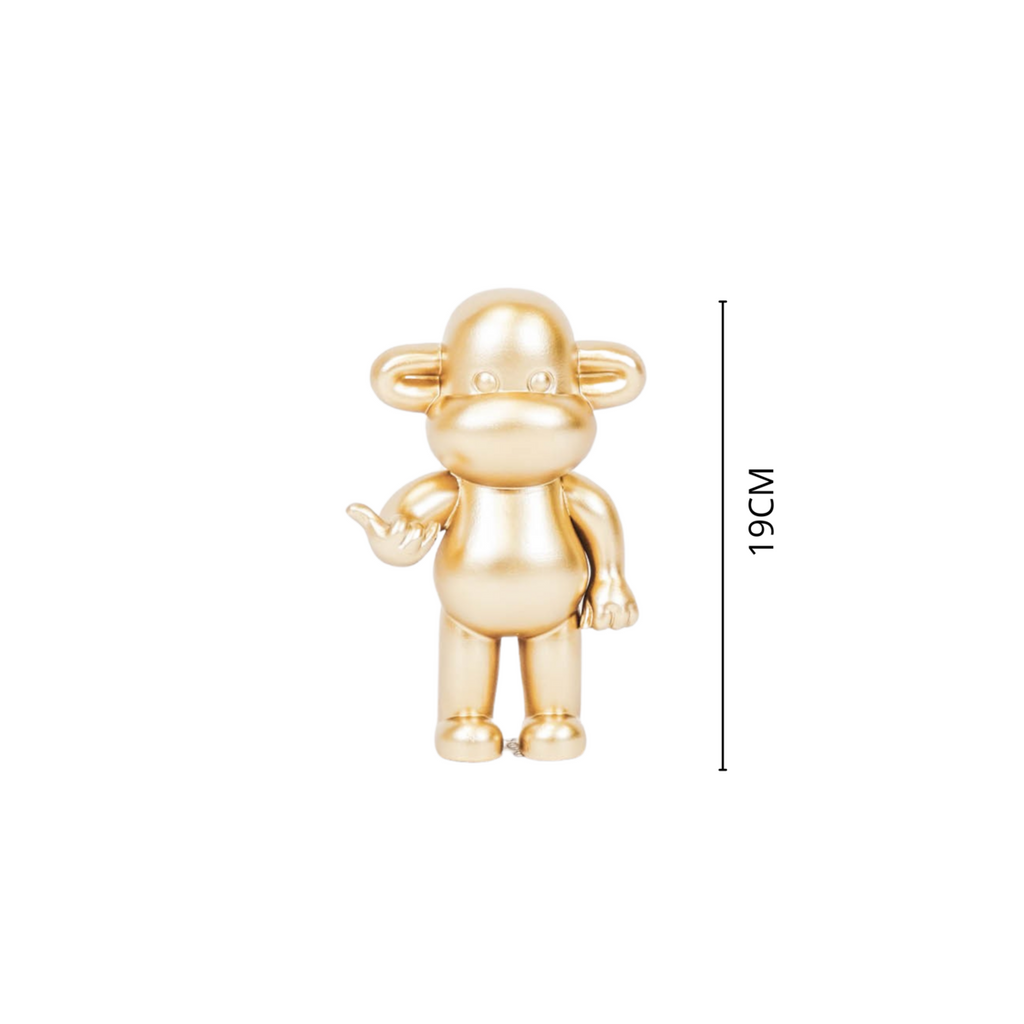 Gouden polyresin aap beeldje 'de legende' - 11x7x19cm