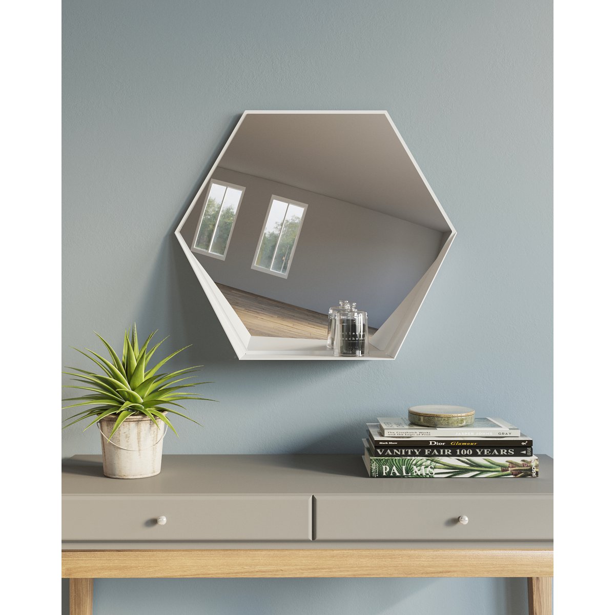 Gorillz Hive Wandspiegel Wit - Hexagon Industriële Design