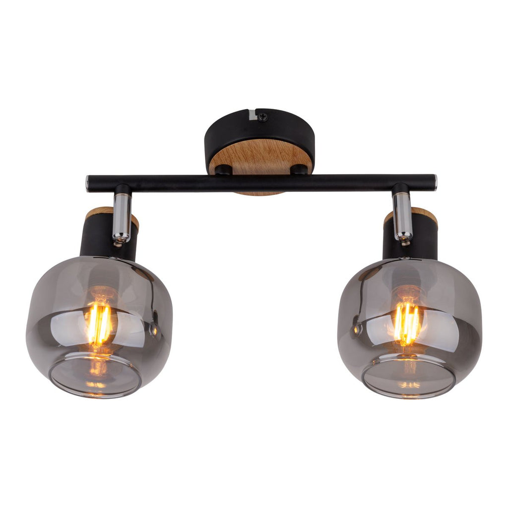 Näve Fumoso Plafondlamp 2-Spot Zwart Glas 40cm
