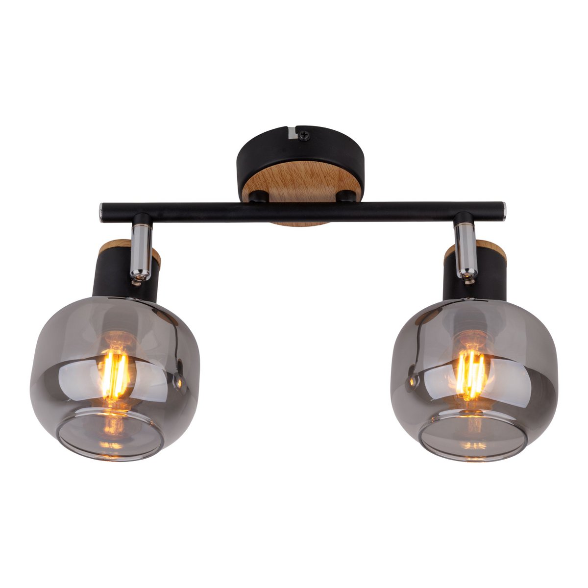 Näve Fumoso Plafondlamp 2-Spot Zwart Glas 40cm