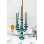 5-lichtse Kandelaar Turquoise H35cm