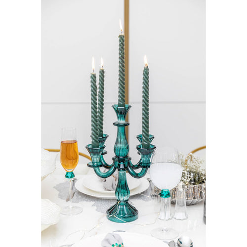 5-lichtse Kandelaar Turquoise H35cm