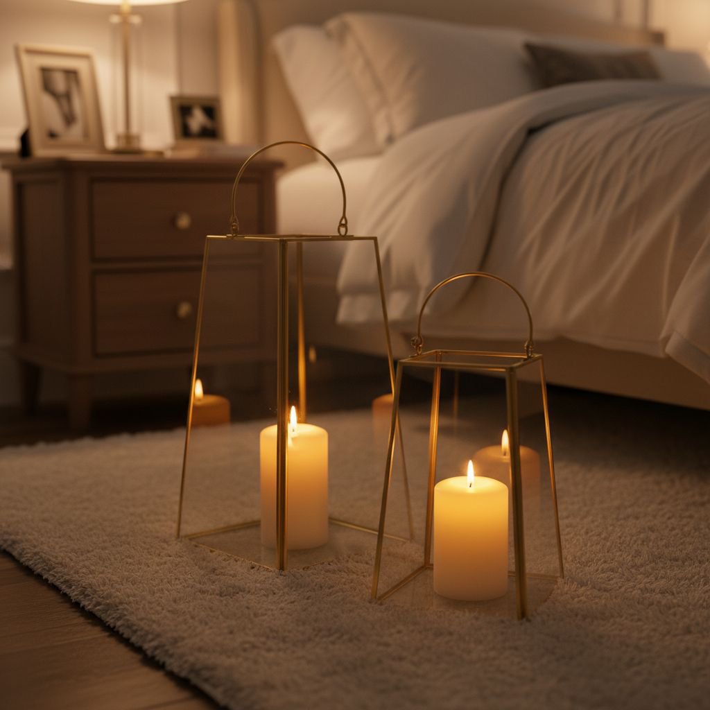 Glazen lantaarn gouden rand H30cm