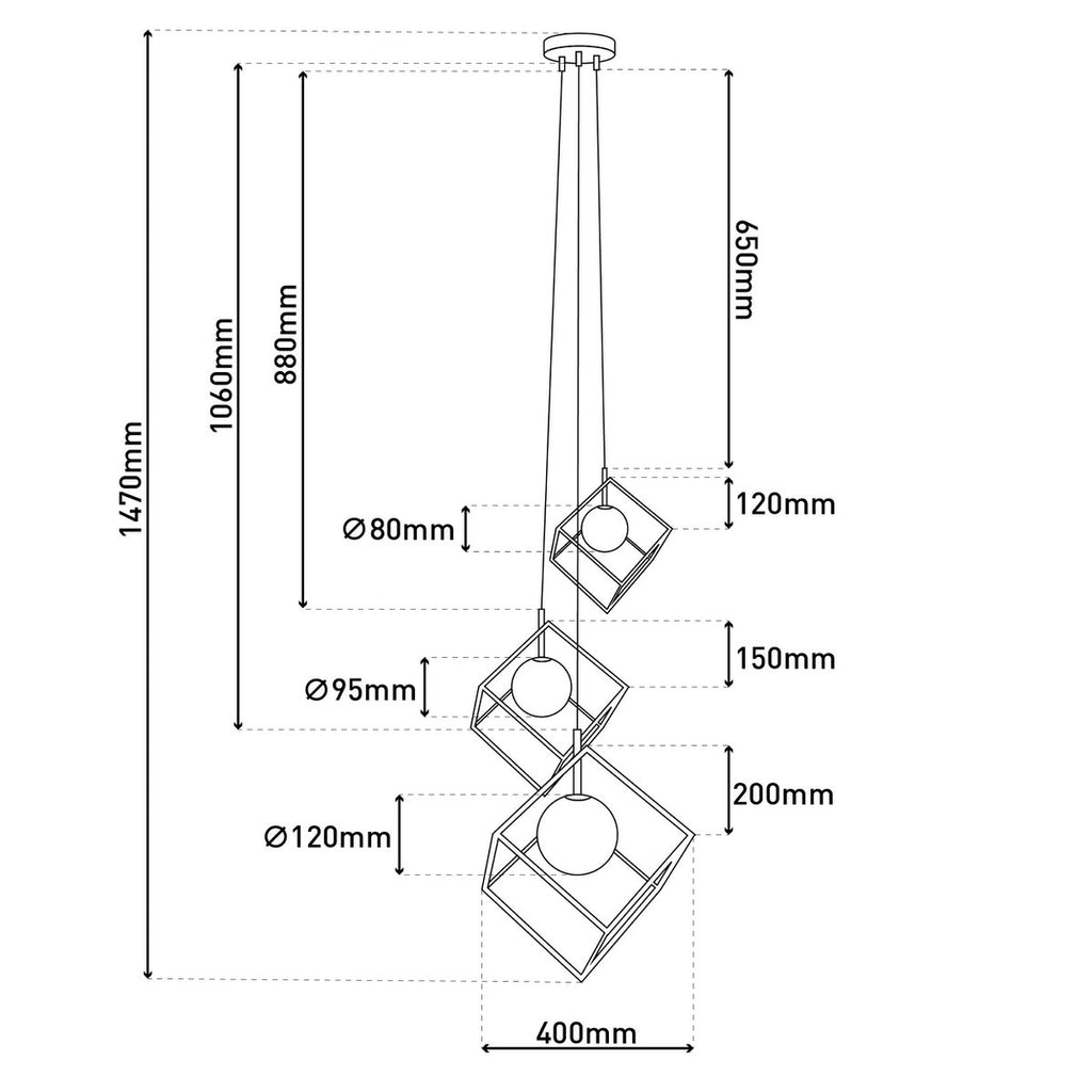 Näve Cadre Hanglamp - Zwart/Wit 147cm