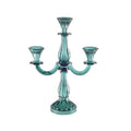 3 LICHTE TURQUOISE KANDELAARS H35CM