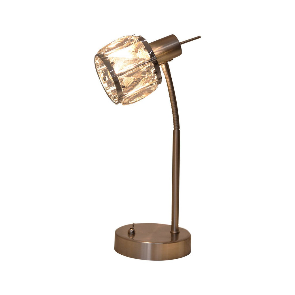 LED -tafellamp "Josefa", tafellamp gemaakt van metaal en glas in roestvrijstalen optica, met E14 -versie Filamentlamp inbegrepen, licht voor woonkamer, eetkamer, gang of gang 34,5 x 17,5 cm