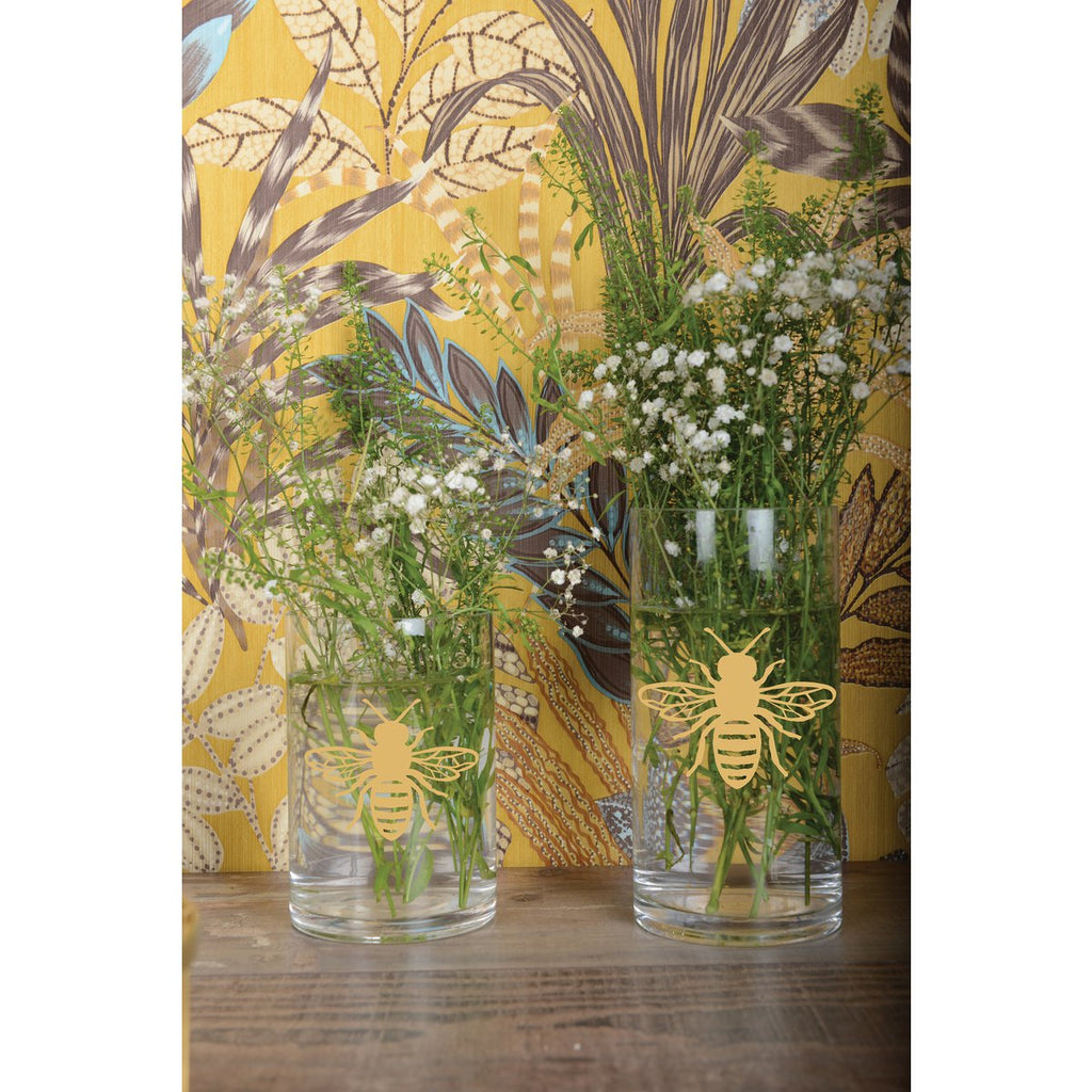 Vaasbijen 10 x 22 cm Gele Patroon, Glas, Elegant Interieurdecoratie