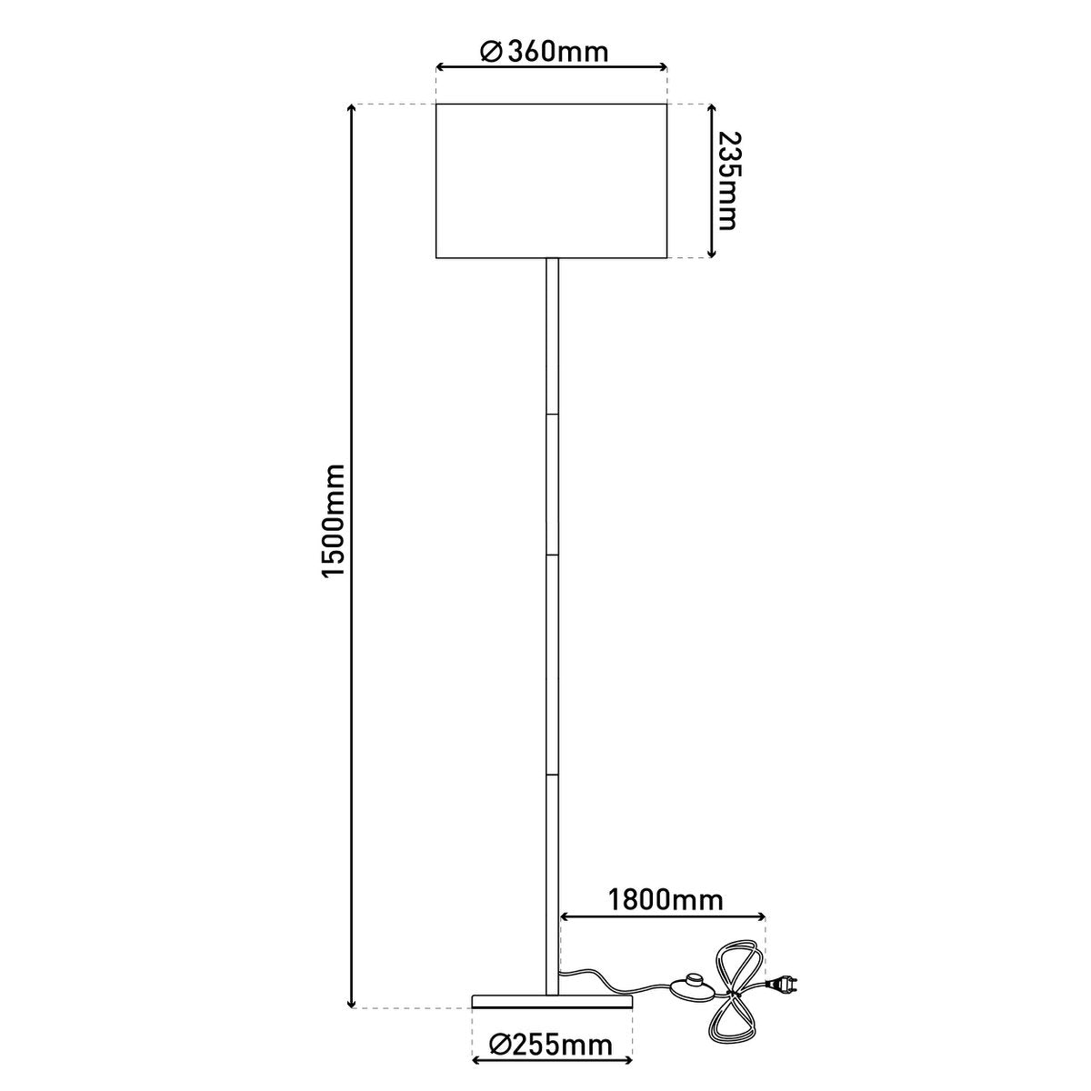 Näve Tessile Staande Lamp - Zwart 150cm