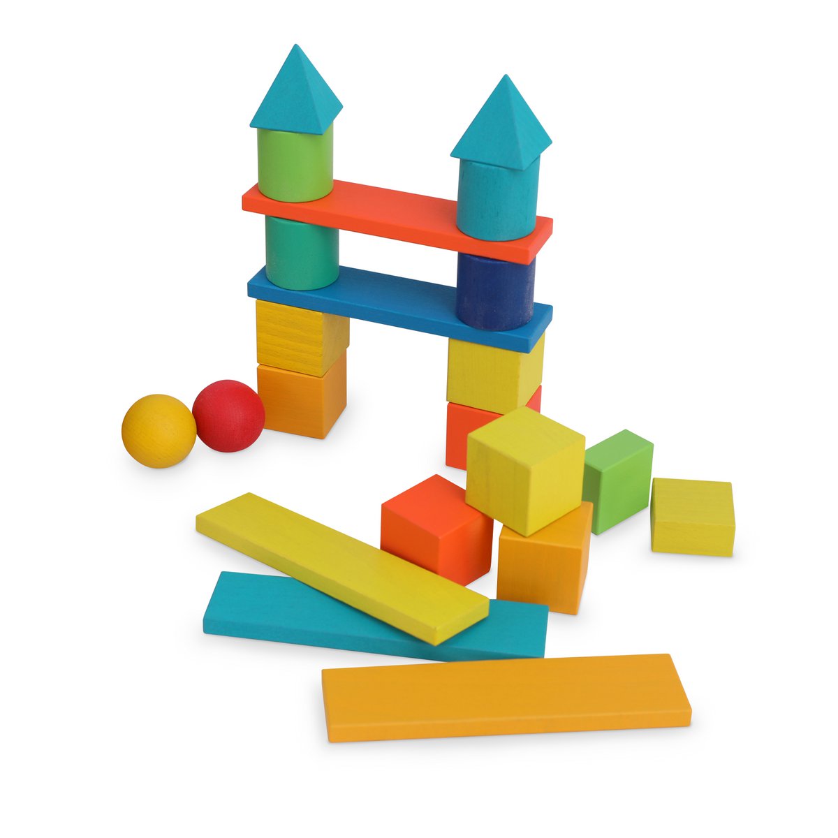 Kinderfeets Houten Blokkenset - Regenboog 100-delig