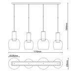 Näve Funda Hanglamp 4-Lichts Amber 150cm