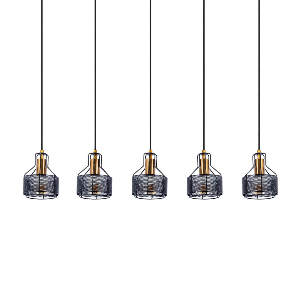 Näve Foro 5-Lichts Hanglamp - Zwart/Goud 96cm