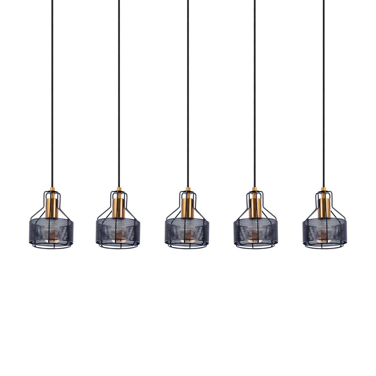 Näve Foro 5-Lichts Hanglamp - Zwart/Goud 96cm