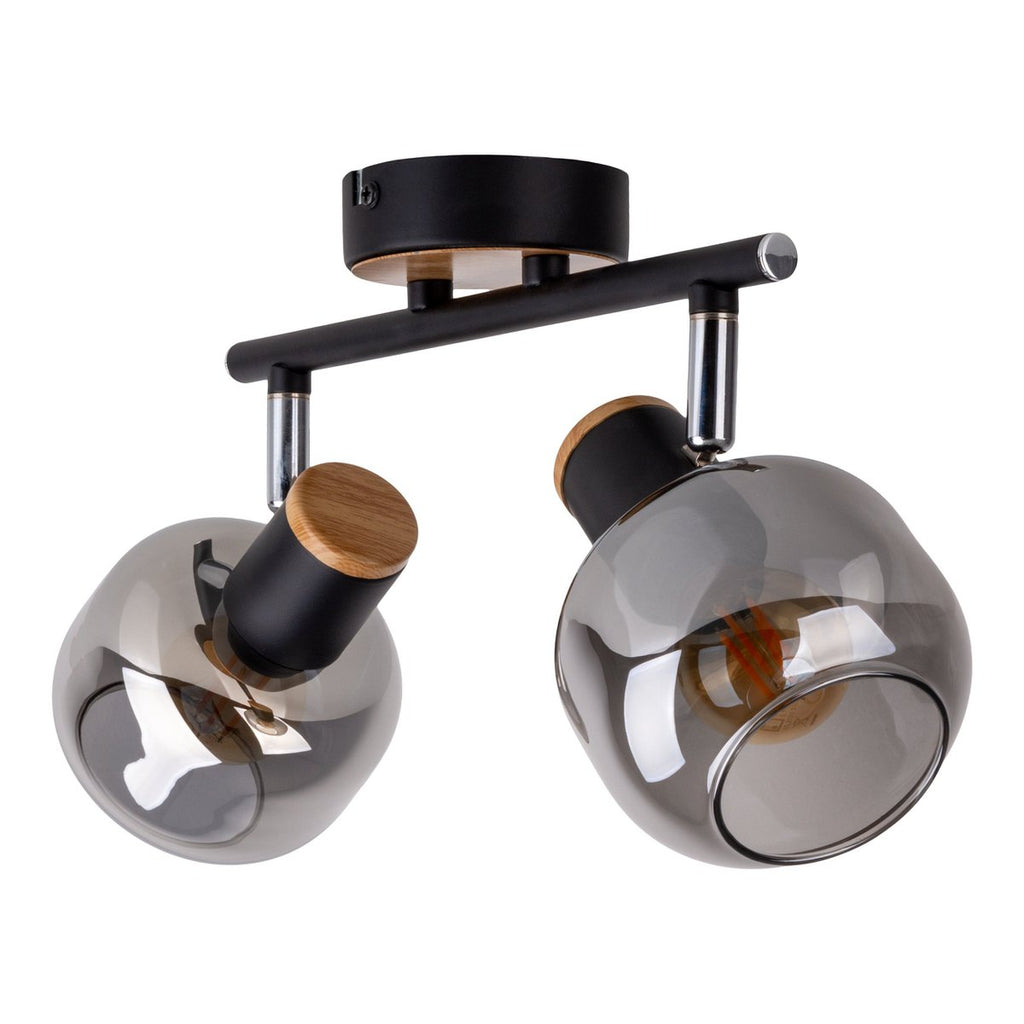 Näve Fumoso Plafondlamp 2-Spot Zwart Glas 40cm