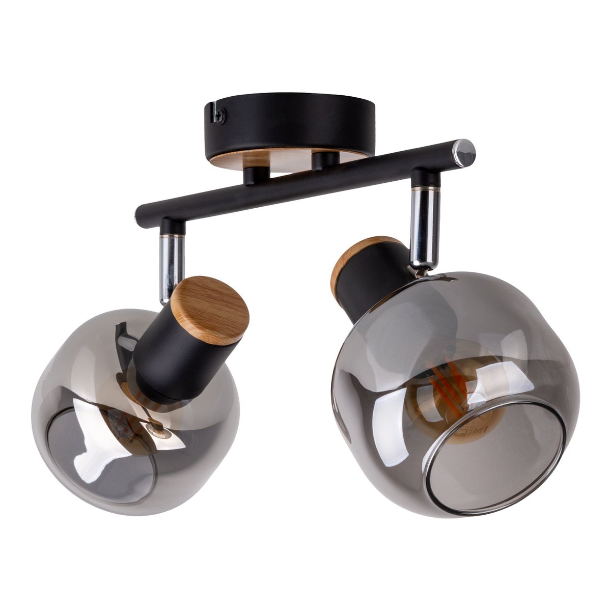 Näve Fumoso Plafondlamp 2-Spot Zwart Glas 40cm