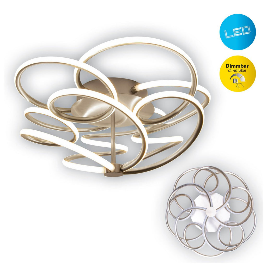 LED-plafondlamp Rizado Ø57cm Näve - Nikkel