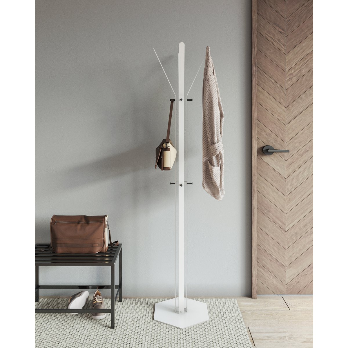 Gorillz Staande Kapstok - 12 Haken Zwart 174cm