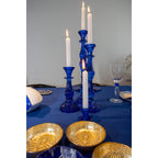 Blauwe glazen kandelaar H31cm, aulica - Medium