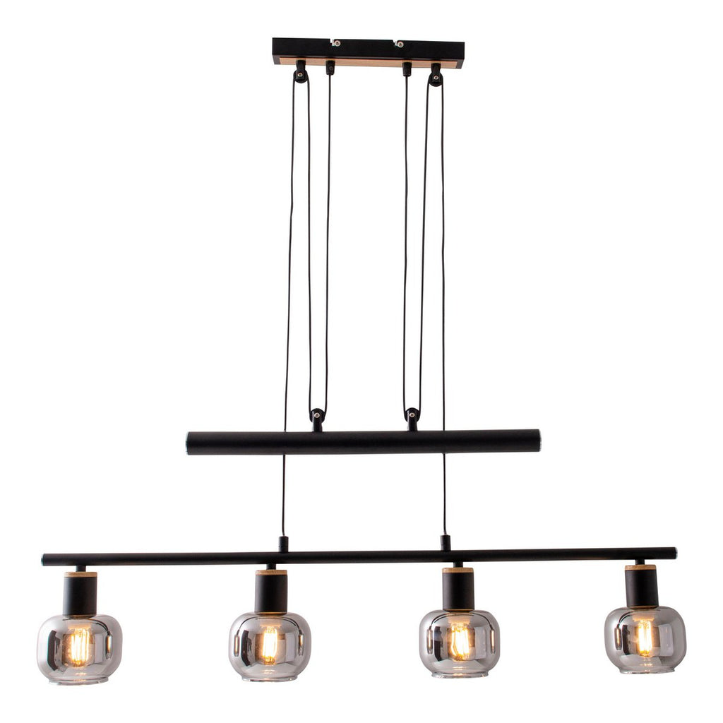Näve Fumoso Hanglamp 4-lichts 78cm Zwart Rookglas