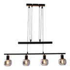 Näve Fumoso Hanglamp 4-lichts 78cm Zwart Rookglas
