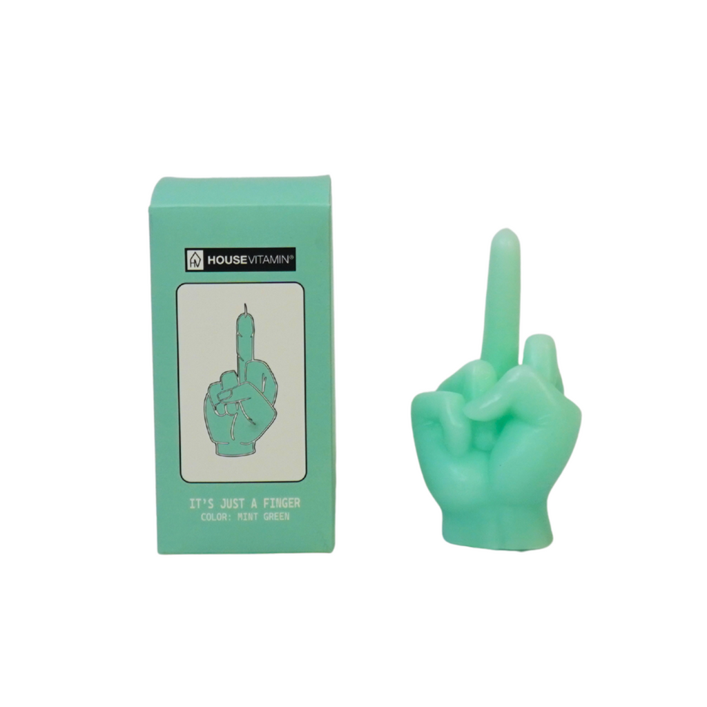 Huisvitamine middenvinger kaars - mint - 310g - 10x9x17cm