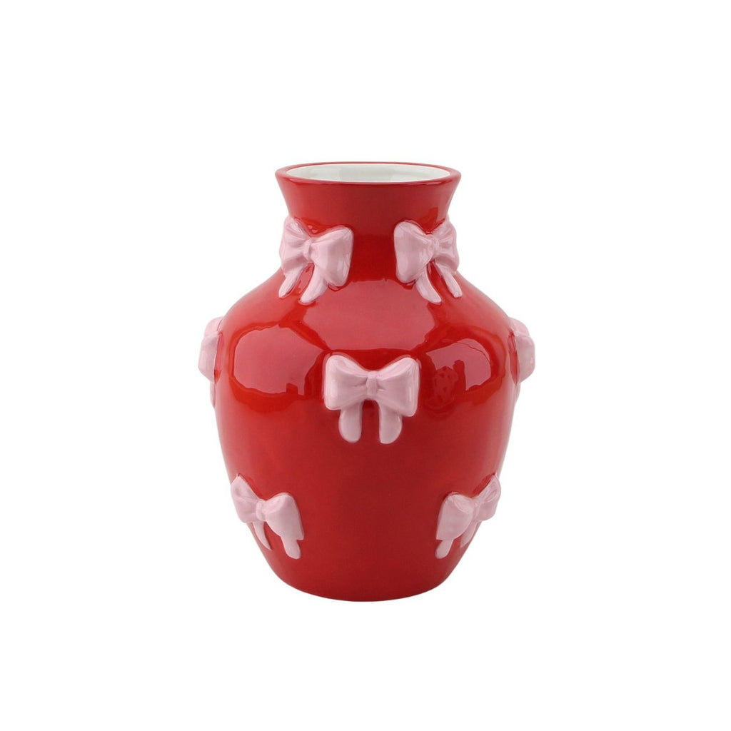 Vaas - Bloemvaas rood/roze dolomiet 14x14x19cm Housevitamin