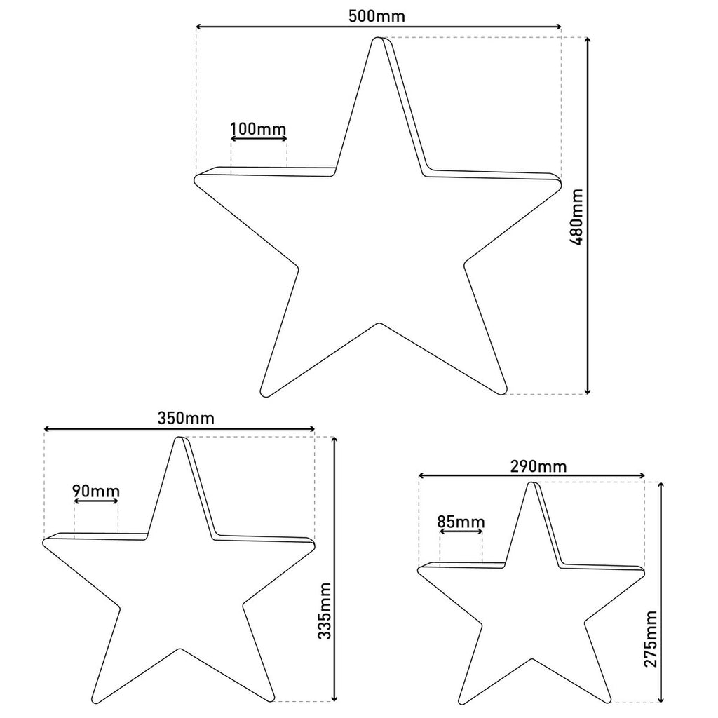 Näve Leuchten LED Sterren Set 3st - Bruin 50cm Decoratieve