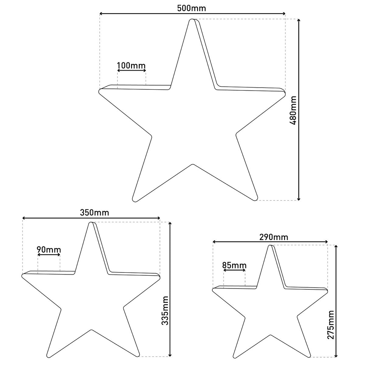 Näve Leuchten LED Sterren Set 3st - Bruin 50cm Decoratieve