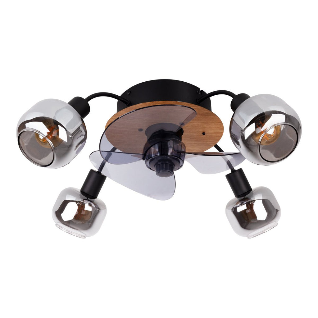 Plafondlamp inclusief ventilator "fumoso", in zwart, bruin en natuur, voor E27, Ø 51 cm